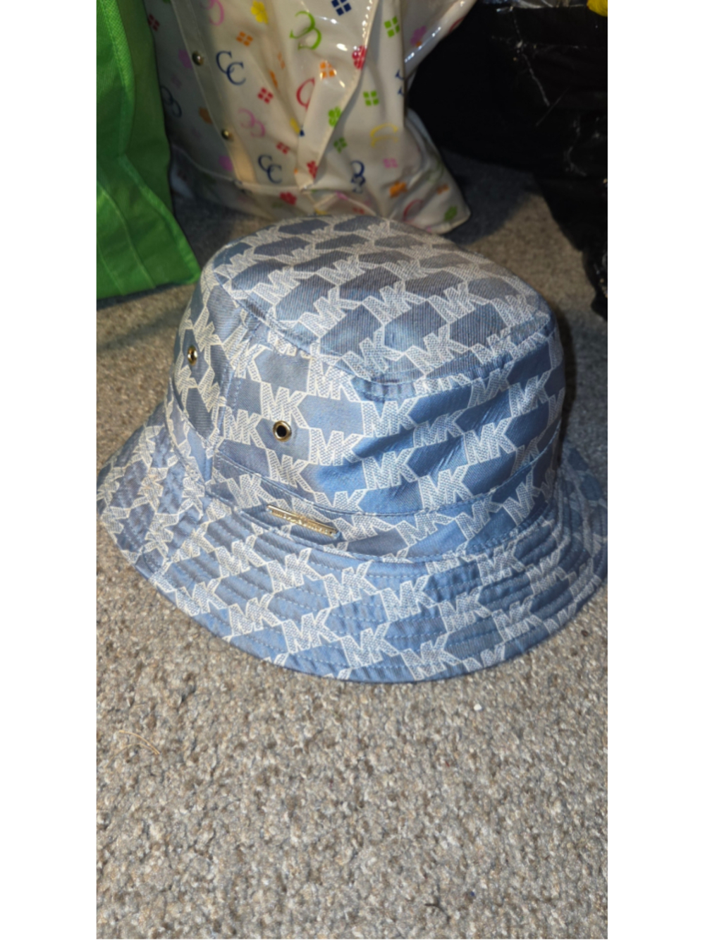 Women's Michael Kors Bucket Hat One Size Blue White Logo Print